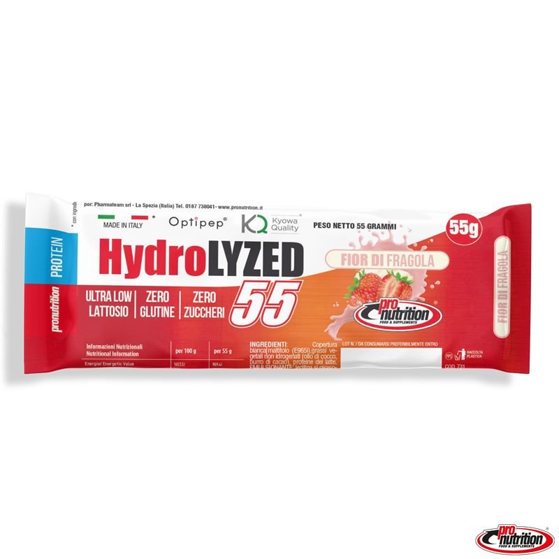 Vendita online INTEGRATORE ALIMENTARE HYDROLYZED BAR 50% 55G FIOR DI FRAGOLA costo  2,50 €  spedizione in 24h