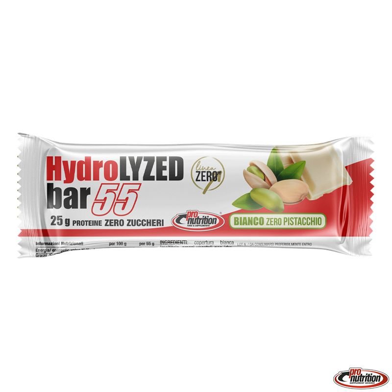 Vendita online INTEGRATORE ALIMENTARE HYDROLYZED BAR 55% 55G BIANCO PISTACCHIO costo  2,50 €  spedizione in 24h