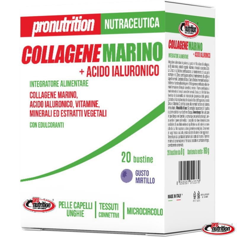 Vendita online INTEGRATORE ALIMENTARE COLLAGENE MARINO + ACIDO IALURONICO 20 BUSTINE costo  25,00 €  spedizione in 24h