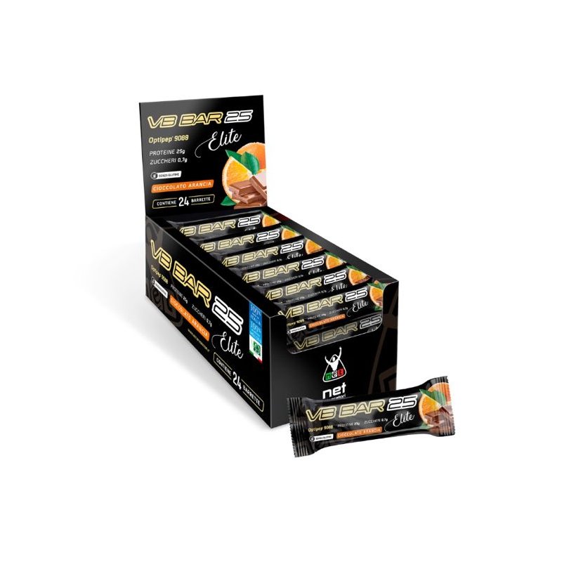 Vendita online INTEGRATORE ALIMENTARE VB BAR 25 ELITE 50G CIOCCOLATO ARANCIO costo  2,50 €  spedizione in 24h