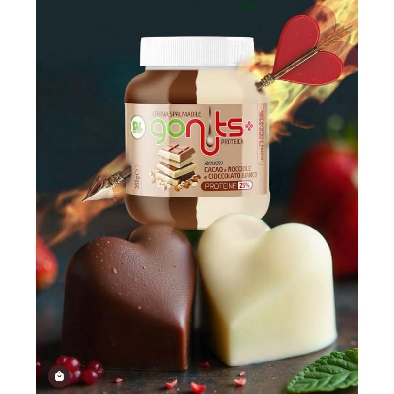 Vendita online INTEGRATORE ALIMENTARE GONUTS! 350G CACAO e NOCCIOLE e CIOCCOLATO BIANCO costo  8,00 €  spedizione in 24h